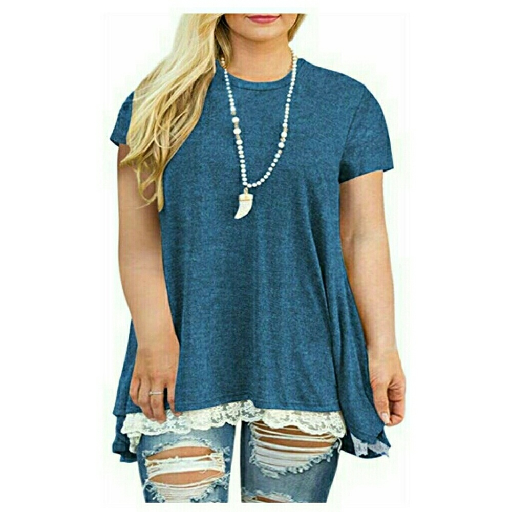 Plus size lace hem tumic